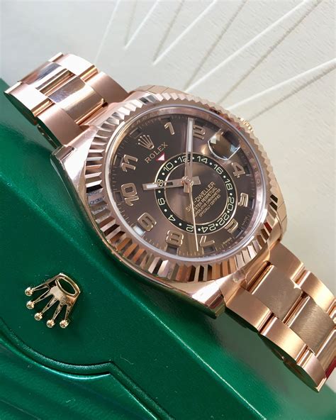 rolex sky dweller rose gold chocolate dial|rolex sky dweller price uk.